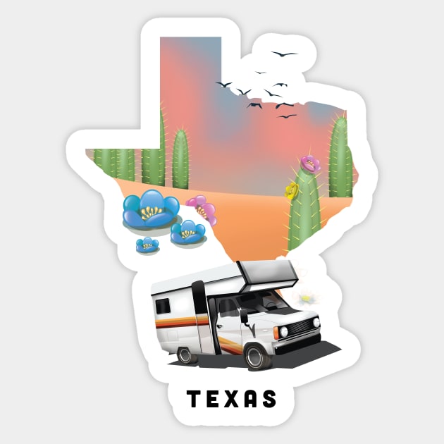 Texas Map Travel poster Sticker by nickemporium1